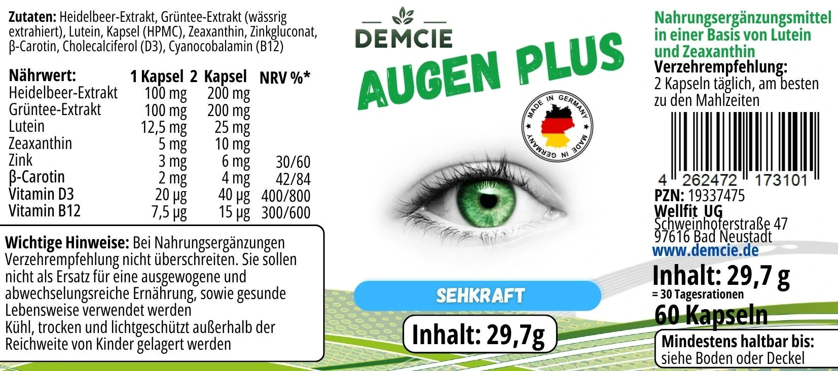 Augen Plus Etikett