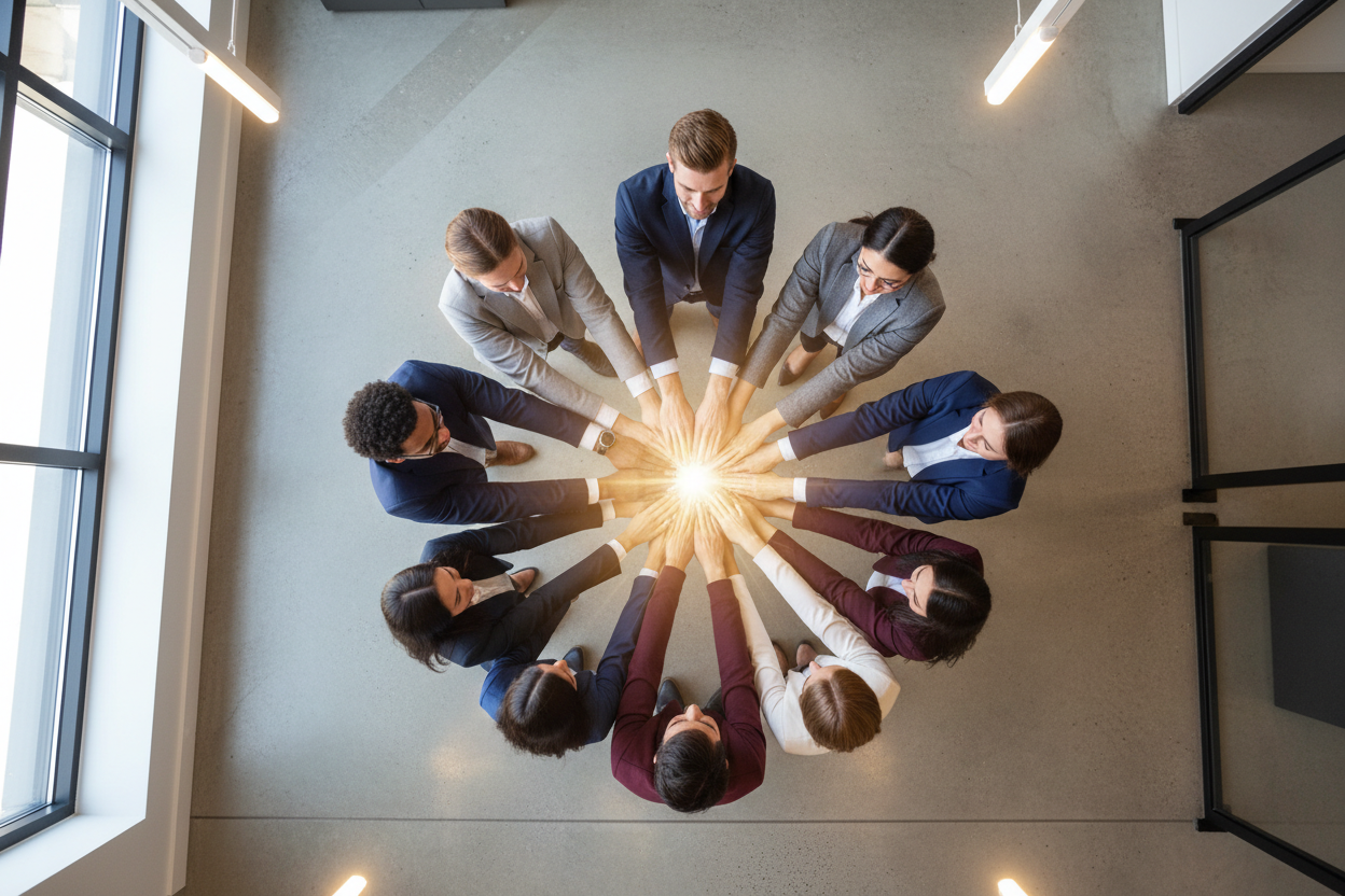 Mitarbeiter zeigen ihr Teamwork